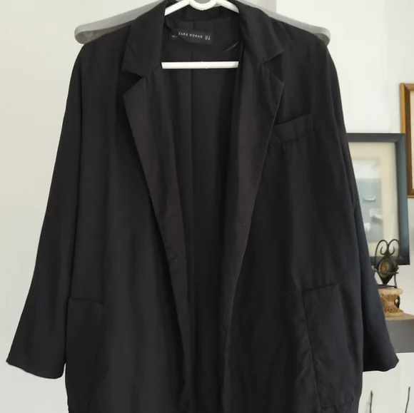 Zara Open draped front Light Blazer - Picture 8 of 9